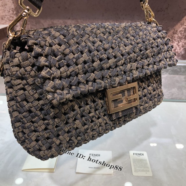 FENDI专柜精品包包 芬迪Baguette中號手袋 Fendi2020火新爆款提花布料編織手提肩背包 fdzg2290